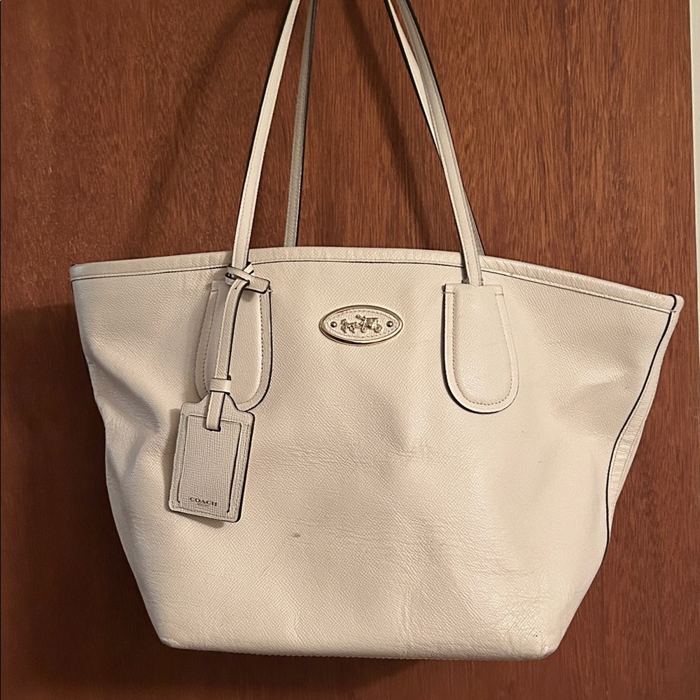 Coach Cream Leather Tote Bag